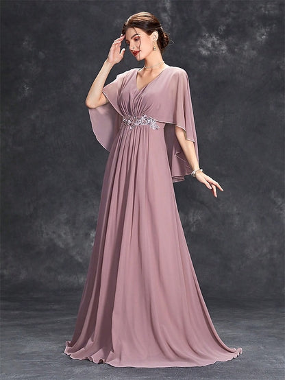 Mother Bride Elegant Dress V Neck the of Floor Party
