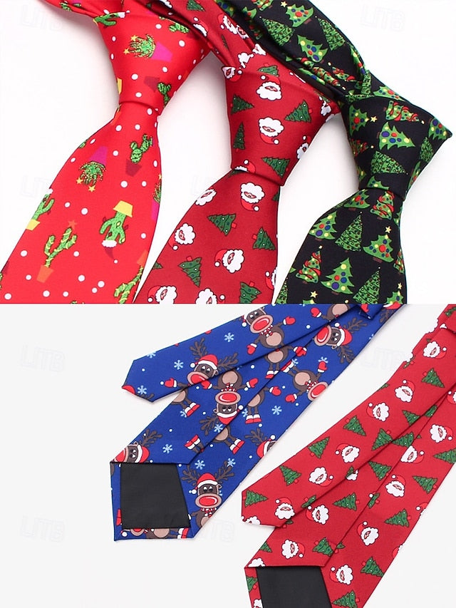 Fun Men's Polyester Tie and Tree Santa Christmas – Silk