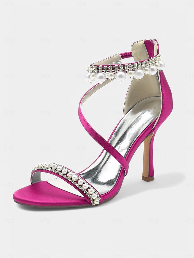 Chic Pointed-Toe Satin Party Pink Strap – Heels Ankle