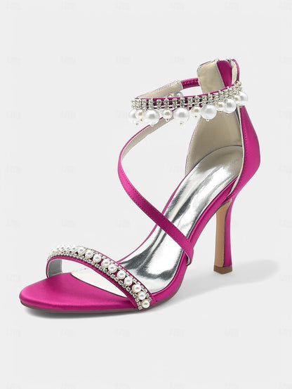 Chic Pointed-Toe Satin Party Pink Strap – Heels Ankle