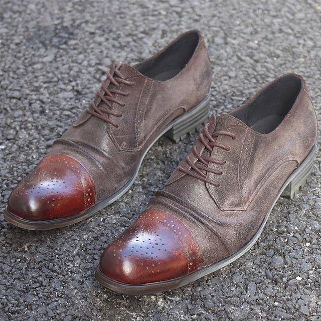 Leather Genuine Brogue Oxford Shoes Men's – Vintage