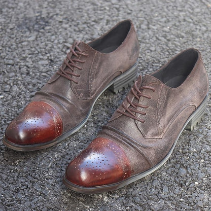 Leather Genuine Brogue Oxford Shoes Men's – Vintage