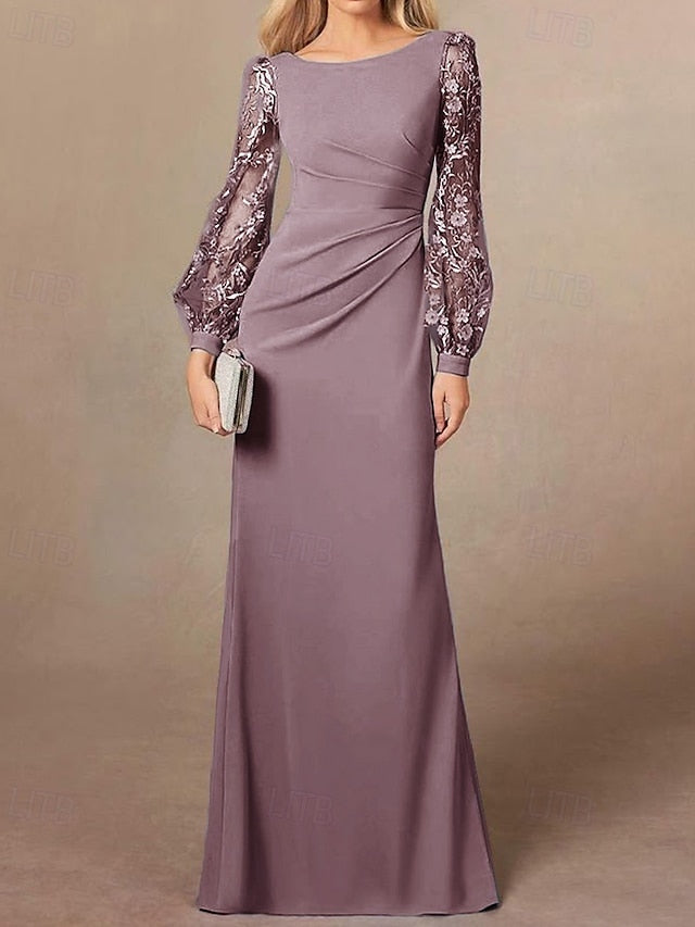 Elegant DustySheath Dress of Column Bride / Mother Simple the