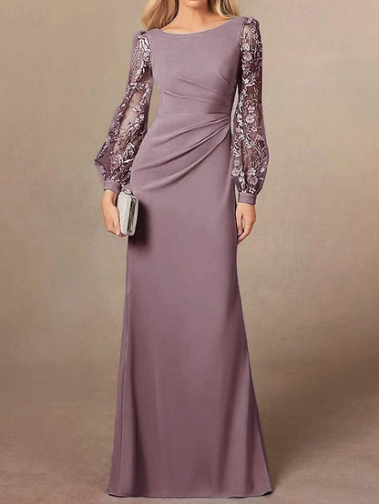 Elegant DustySheath Dress of Column Bride / Mother Simple the