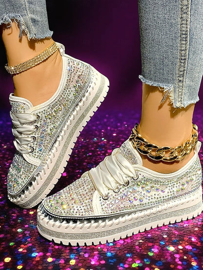 Sneakers Rhinestone Silver Women's Accents with Sparkling