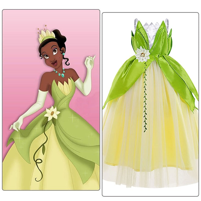 Bell Fairytale Girl Princess Dress Flower Tinker Tiana Theme