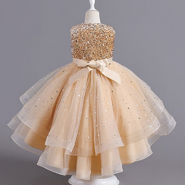 Kids Solid Party Girls' Color Sleeveless Dress