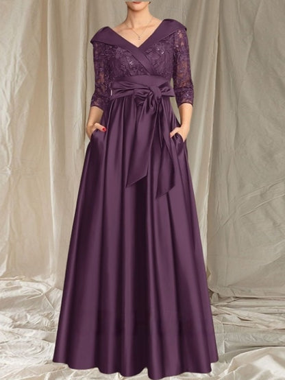 Dress of Mother Elegant A-Line Wedding Bride the Guest V Neck