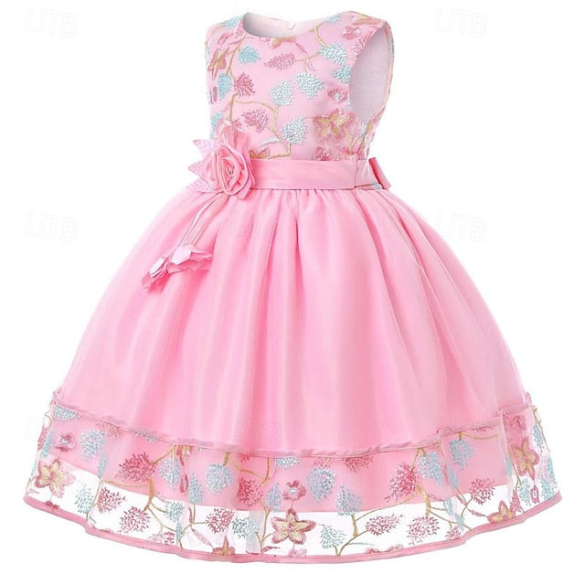 Party Girl Girls' Sleeveless Flower 3D Dress