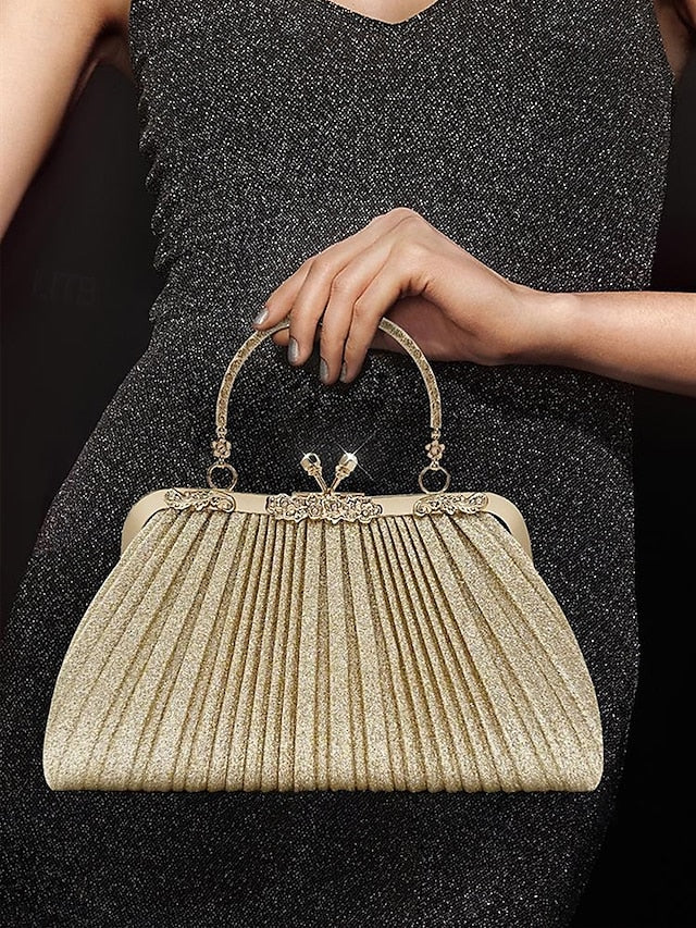 Clutch Purse Evening Glitter Vintage with Women's Pleated