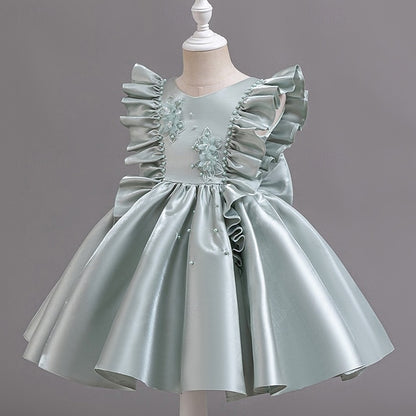 Girls' Wedding Dress Party Floral Toddler Sleeveless