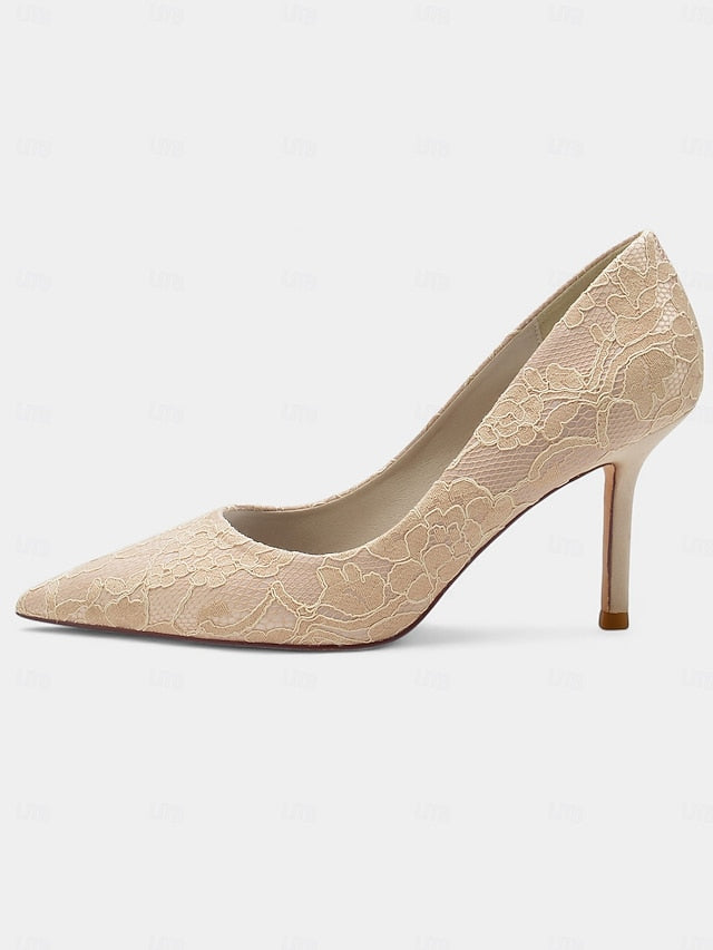 Pointed-Toe Lace-Embroidered Stiletto - Heels Women's