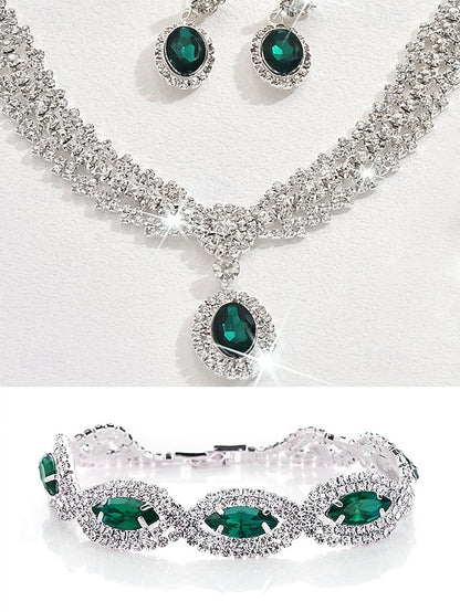 Green Elegant Jewelry Luxury – Necklace Set Crystal Women for