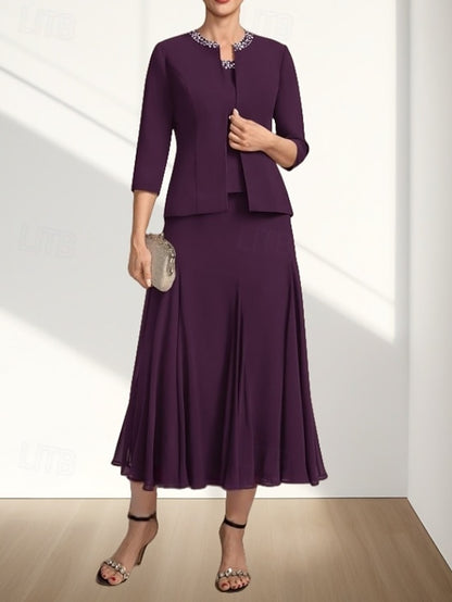 Bride Dress Mother Piece A-Line the Guest Wedding Elegant Two of