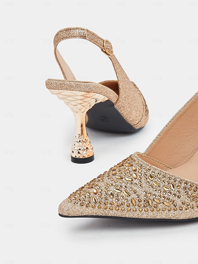 – Glitter Pointed Pumps Women's Sparkling Slingback Toe