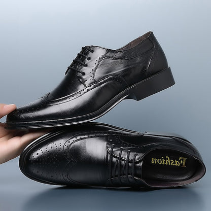 Shoes Faux Brown – Classic Dress Brogue Leather Men's