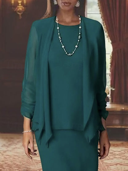 Formal Bride the Sheath of Guest 3 Wedding Mother Piece Dress