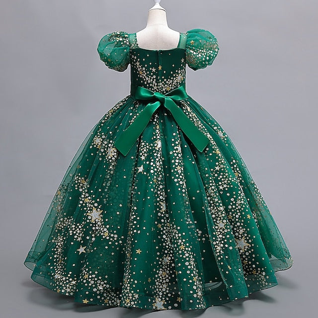 Short Dot Flower Girls' Dress Kids Party Polka Star