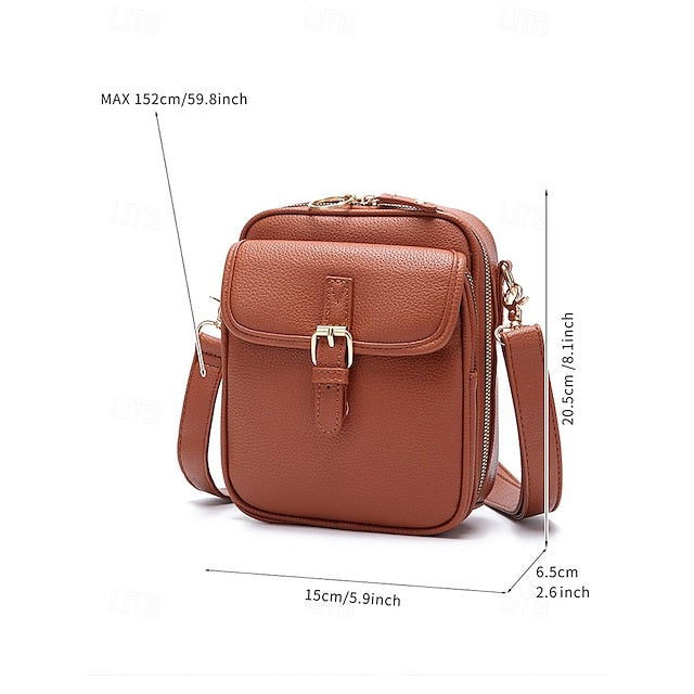Bag Front Brown with Faux Vintage Leather Women's Crossbody