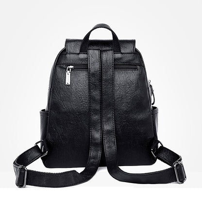 Rucksack aus Kunstleder mit burgunderfarbenem Klappverschluss für Damen