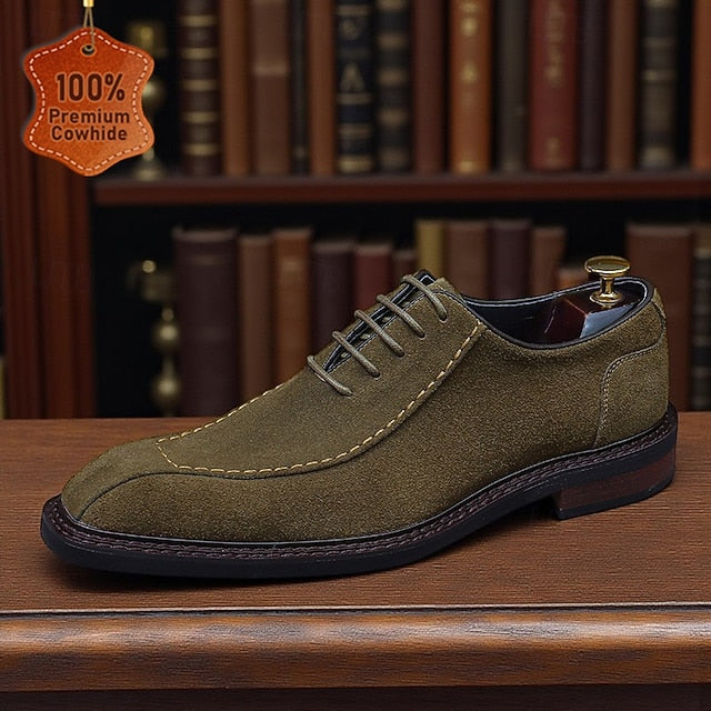 Men's Derby - Shoes Suede Classic Leather Genuine Cowhide
