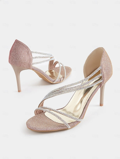 Sandals Crystal Strappy Women Heel Rhinestone – High for