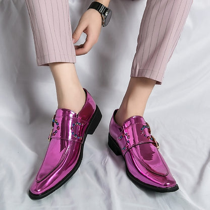 Buckle Dress Pink – Metallic Men's Shoes Fashion Loafers