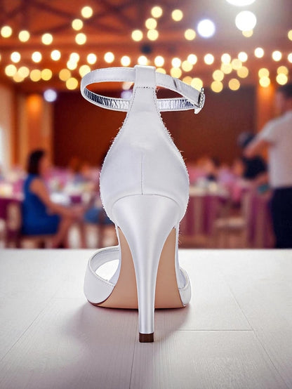 Rhinestone Women's Purple High with Satin Heel Sandals