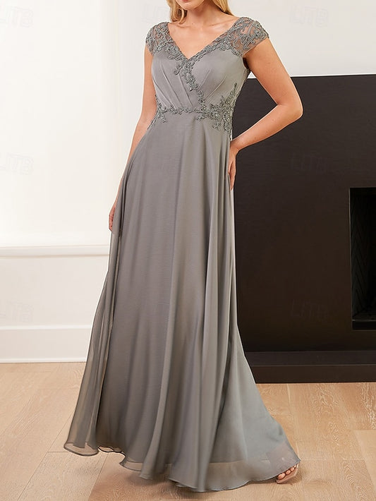 Embroidered Bride the Mother Floral of Dress Elegant A-Line