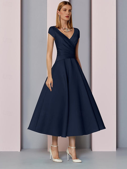 Neck Mother Bride Guest Dress A-Line of the Elegant V Wedding