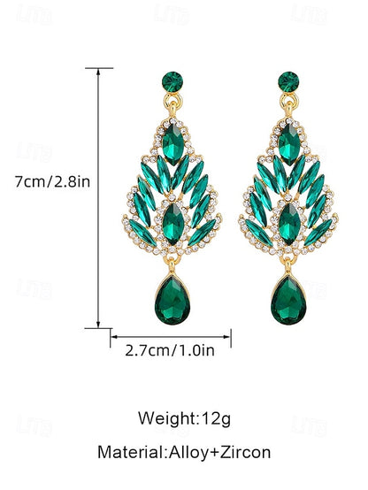 – Crystal Drop Emerald Green Earrings Women's