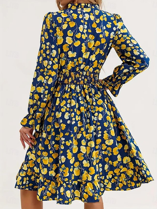 Women's Knee Length Dress A Line Dress Floral Dress Elegant