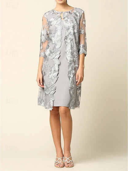 Dress Column Elegant / Mother Two Bride Sheath Piece the of