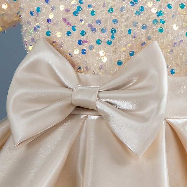 Sleeve Toddler Wedding Girls' Sequin Dress Party Short