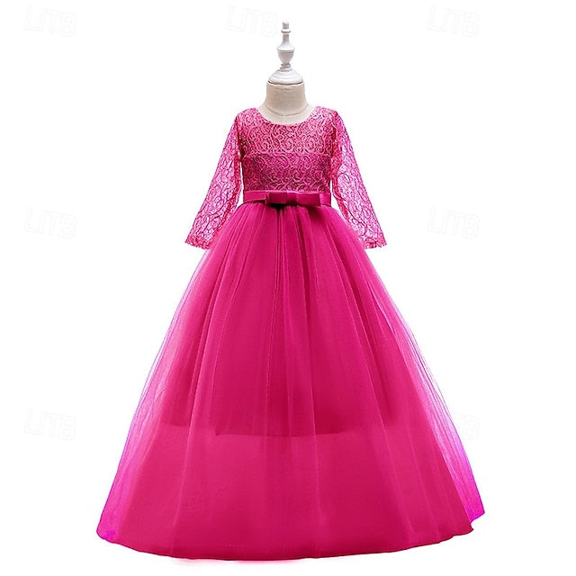 Flower Wedding Dress Kids Half Girl Sleeve Girls'