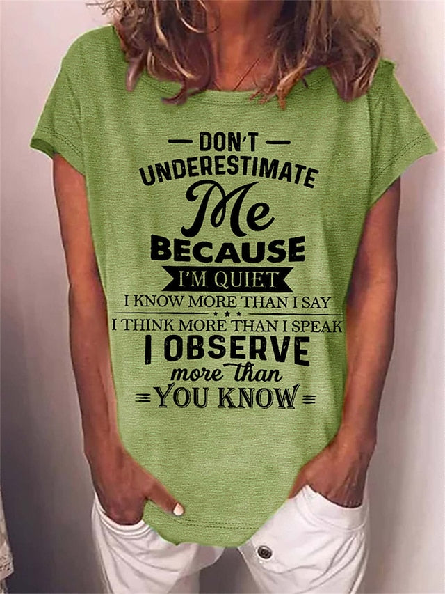 Women's T Shirt Letter Text Funny Slang Basic Short Sleeve