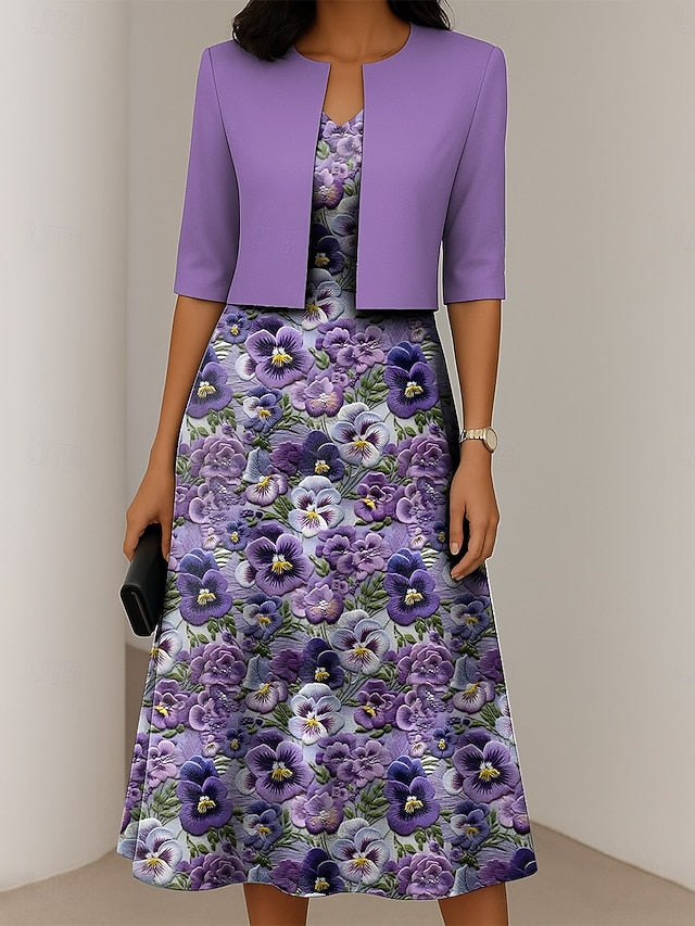 Women's Dress Set A Line Dress Elegant Casual Floral