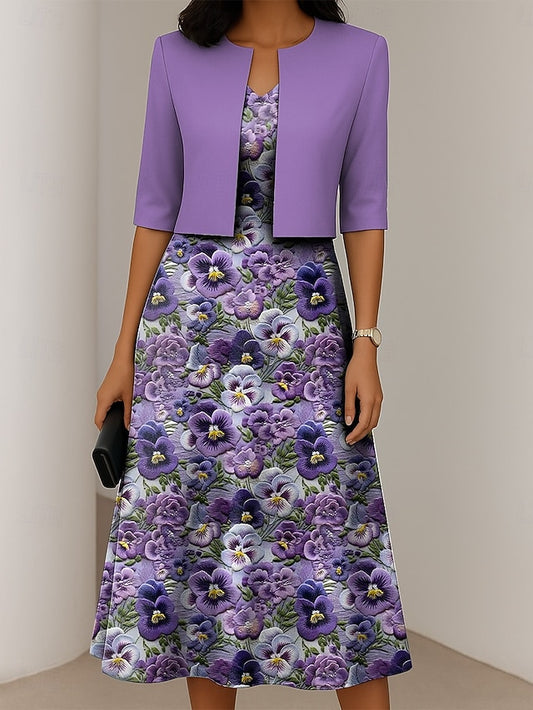 Women's Dress Set A Line Dress Elegant Casual Floral