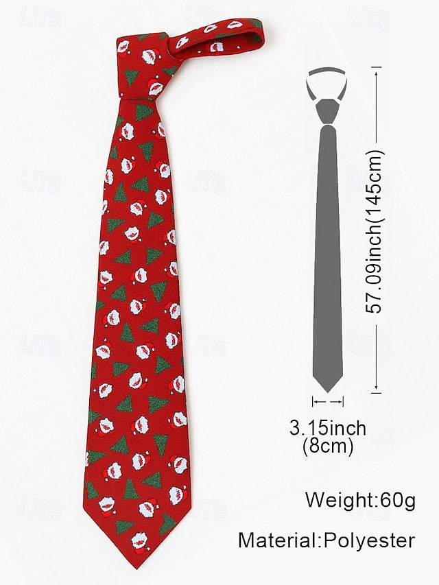 Fun Men's Polyester Tie and Tree Santa Christmas – Silk