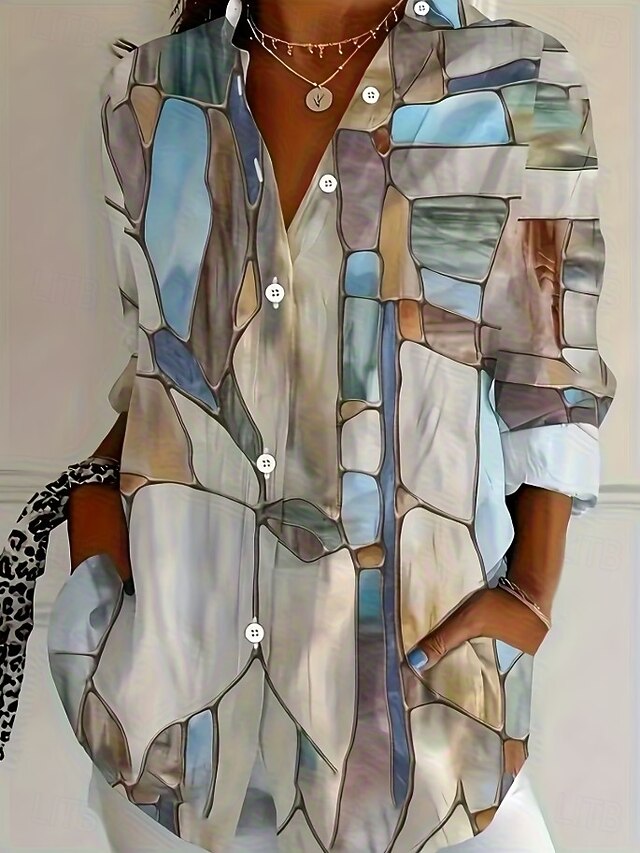 Women's Shirt Blouse Graphic Geometric Plaid Vintage