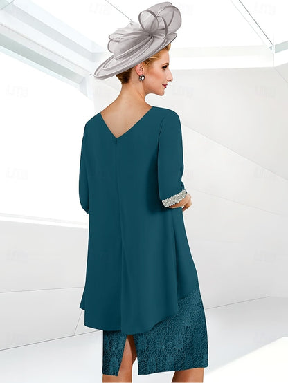 Mother Elegant Jewel Dress Beach the Wedding Sheath of Bride