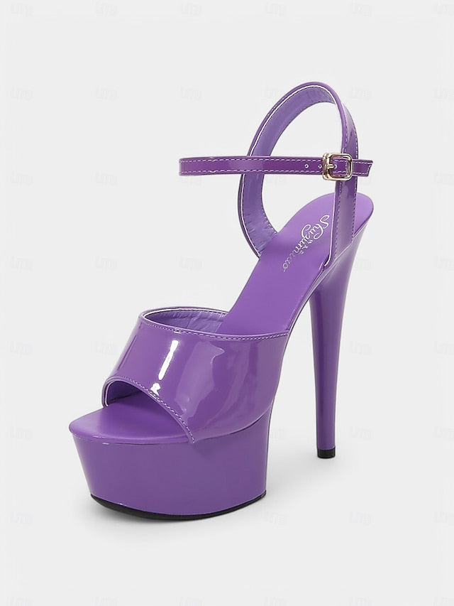 Red Sandals Leather Women Peep - for Toe Platform Patent