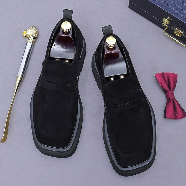 -Classic Leather Suede Cowhide Loafers Men's Business