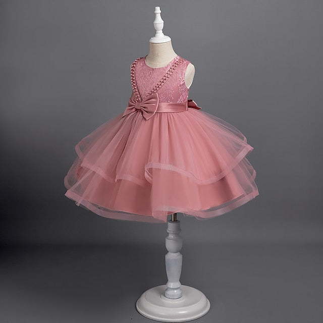 Sleeveless Party Color Dress Girls' Toddler Solid