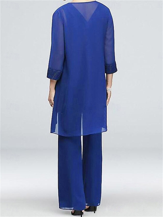 Dress Neck Vintage Crew Elegant 3 Piece Bride of the Mother