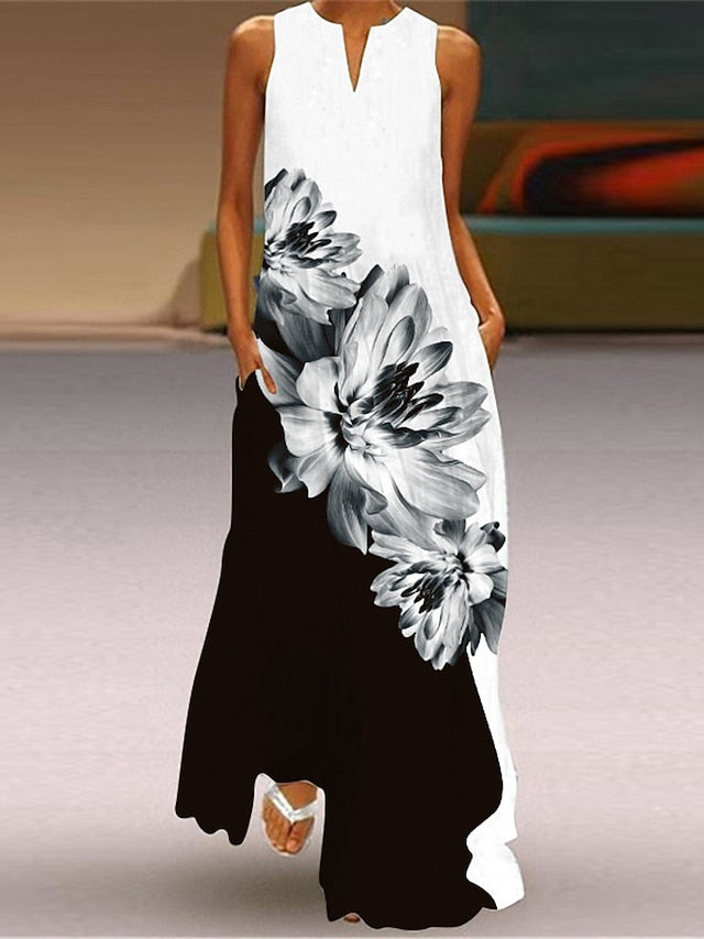 Women's Valentine Dress Tank Dress Floral Butterfly Pocket