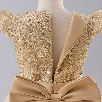 Girl Kids Color Party Dress Flower Block Girls'