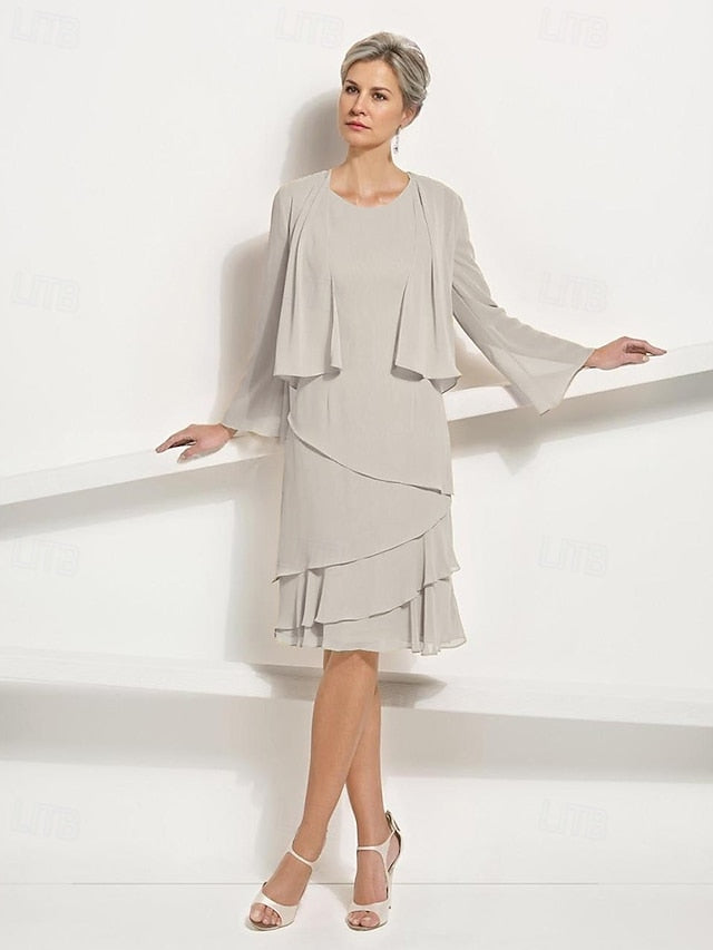 Mother Dress Elegant Piece the A-Line Two Bride of Jacket