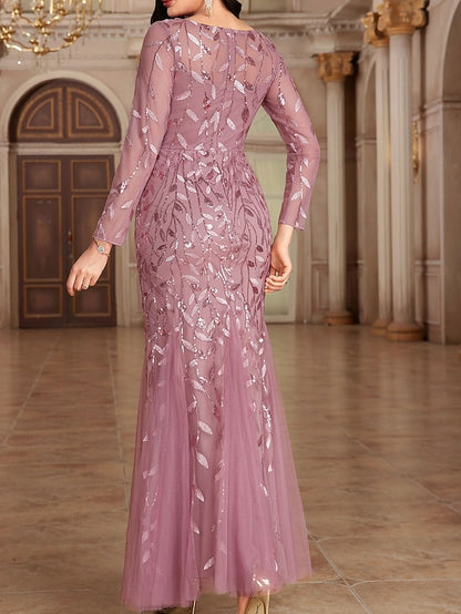 Crew Elegant Neck the Floor of Party Mother Dress Bride