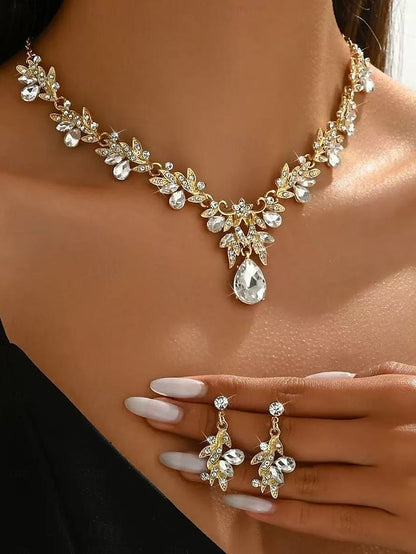 Rhinestone Pendant Teardrop Women's Gold - Set with Jewelry